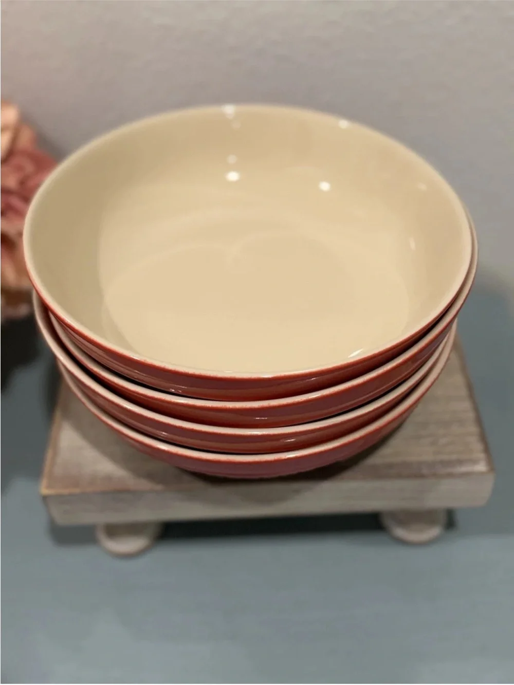 Set of 4 Le Creuset Deep Round Dish Plate 20cm Cerise - second choix NWT